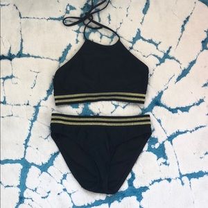 Heart & Harmony Black and Gold Girls Bikini